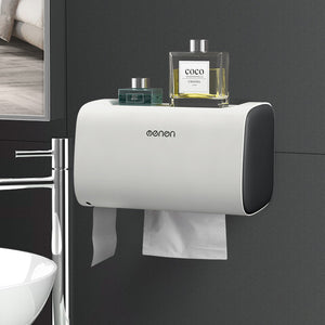 ONEUP Wall Mounted Toilet Paper Holders Adjustable Double Layer Shelf Bathroom Waterproof Tissue Box Portable Paper Storage Box